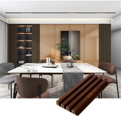 Nástěnný panel WPC s reliéfní červenou hnědou barvou